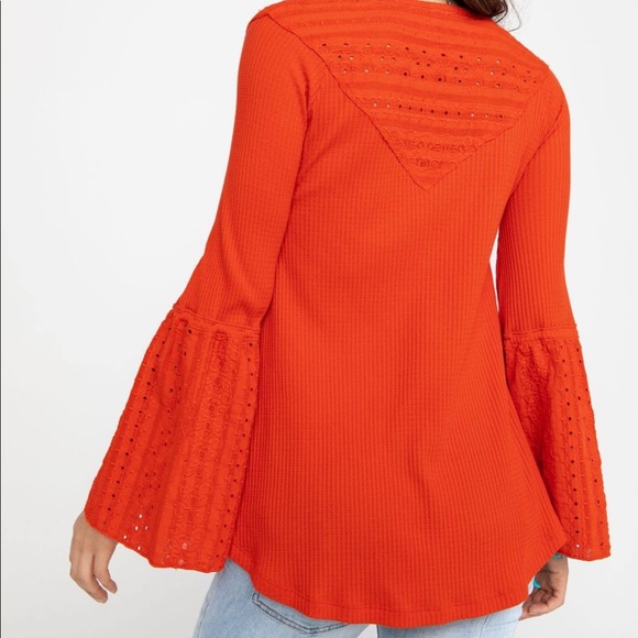 SOLD Free People Parisian Nights Top Vermillion - Picture 2 of 4